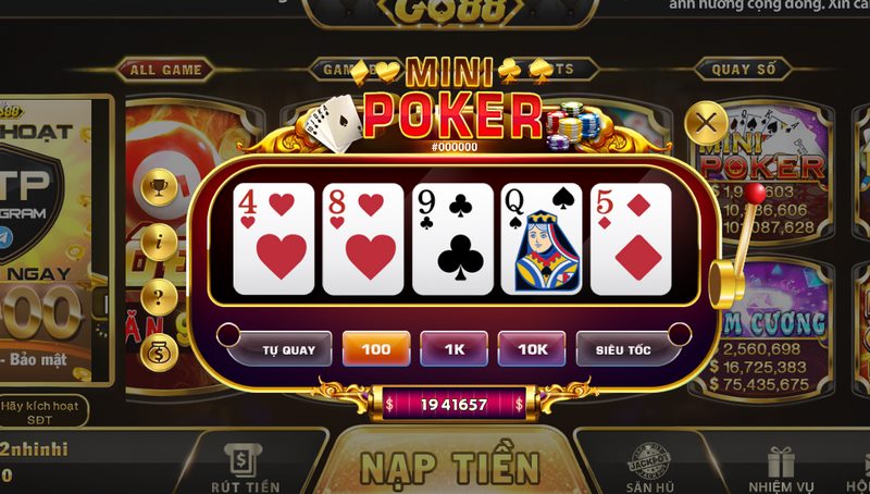 Mini Poker là game quay thưởng hấp dẫn